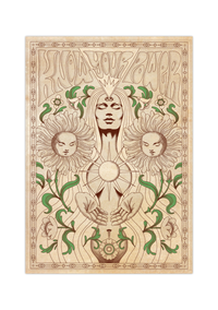 Hippie Poster – Vintage 70s Deco Retro Wandkunst mit inspirierendem Spruch "Woman, know your Power" in warmem Rot & Beige. Fineart Druck auf 200 g/m² Premium-Papier.