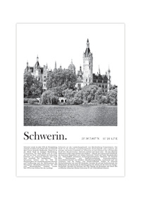 Dieses Poster zeigt dir in Schwarz Weiß eine Fotografie des Schweriner Schloss der Landeshauptstadt Schwerin in Mecklenburg-Vorpommern.