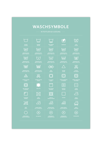 Das Poster zeigt dir die Waschsymbole, die du in Kleidung und Textilien findest und erklärt diese.