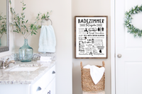Auf diesem Poster siehst du Regeln für dein Badezimmer. Damit ist es die perfekte Wanddeko für dein Gäste-WC.