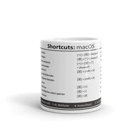 Diese Tasse mit MacOS Shortcuts erleichtert den Arbeitsalltag aller Apple Nutzer. 