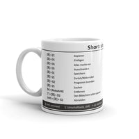 Diese Tasse mit MacOS Shortcuts erleichtert den Arbeitsalltag aller Apple Nutzer. 